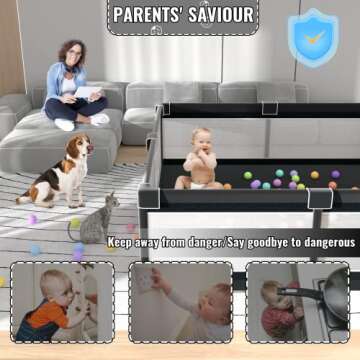 LUTIKIANG Playpen, 79" X 71" Extra Large Playpen, Play Pen for Babies and Toddlers, Kids Play Pen, Sturdy Safety Play Yard, Baby Fence with gate, Play Pin for Toddler (Black)