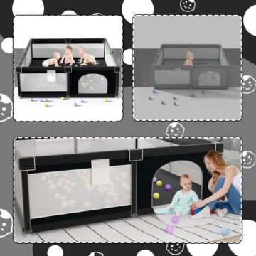 LUTIKIANG Playpen, 79" X 71" Extra Large Playpen, Play Pen for Babies and Toddlers, Kids Play Pen, Sturdy Safety Play Yard, Baby Fence with gate, Play Pin for Toddler (Black)