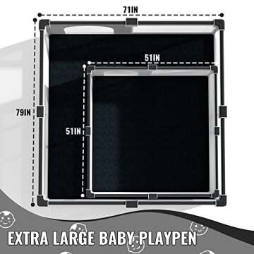 LUTIKIANG Playpen, 79" X 71" Extra Large Playpen, Play Pen for Babies and Toddlers, Kids Play Pen, Sturdy Safety Play Yard, Baby Fence with gate, Play Pin for Toddler (Black)