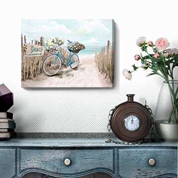 Beach Canvas Wall Art for Bathroom and Home Decor