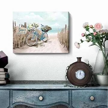 Beach Canvas Wall Art for Bathroom and Home Decor