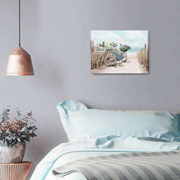 Beach Canvas Wall Art for Bathroom and Home Decor