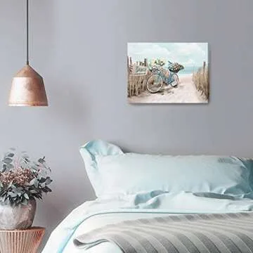 Beach Canvas Wall Art for Bathroom and Home Decor
