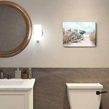 Beach Canvas Wall Art for Bathroom and Home Decor