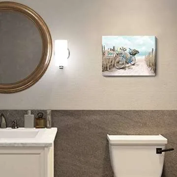 Beach Canvas Wall Art for Bathroom and Home Decor