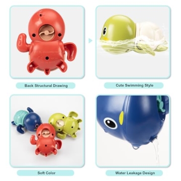 TOHIBEE Cute Swimming Turtle Bath Toys for Toddlers