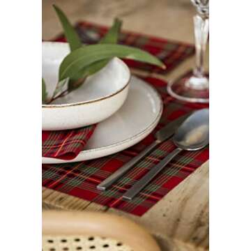 MY DRAP Placemats 48 x 32 cm / 19" x 12.5" - (6 Per Roll, Cotton Red Tartan Xmas)