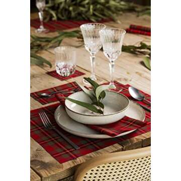 MY DRAP Placemats 48 x 32 cm / 19" x 12.5" - (6 Per Roll, Cotton Red Tartan Xmas)