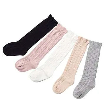 EPEIUS Baby Girls Boys Knee High Socks Pack - 5 Pairs