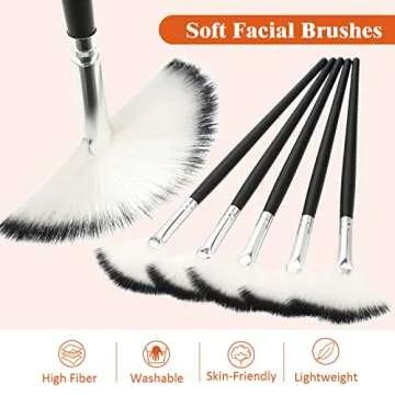 9 Pieces Facial Brushes Fan Mask Brushes, Soft Facial Applicator Brushes Tools for Peel Glycolic Mask Makeup for Mud Cream (Black and Silver)