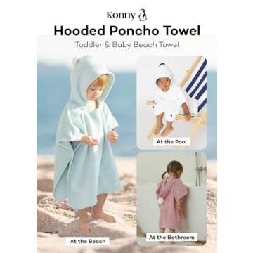 Konny Baby Hooded Towel: Rayon from Bamboo Cotton Baby Towel Hooded Poncho, Oeko-TEX, Ultra Soft & Quick-Dry, Girls, Babies, Newborn Boys, Toddler (Mint, Small)