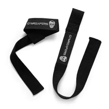 Gymreapers Lifting Wrist Straps For Weightlifting, Bodybuilding, Powerlifting, Strength Training, & Deadlifts - Padded Neoprene with 18" cotton (Black - No Padding)