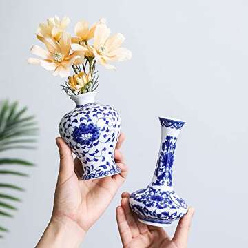 Bigsee Blue White Ceramic Vases Set of 3 for Home Decor