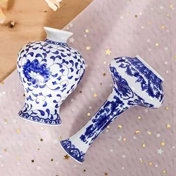 Bigsee Blue White Ceramic Vases Set of 3 for Home Decor