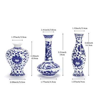 Bigsee Blue White Ceramic Vases Set of 3 for Home Decor