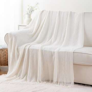 BATTILO HOME Cream Throw Blanket for Couch and Decor