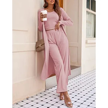 Ekouaer 3 Piece Knit Lounge Set for Women - Stylish Comfort