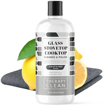 Therapy Glass Cooktop Cleaner Bundle with Microfiber Cloth - Glass Stove Top Cleaner and Polish for ...