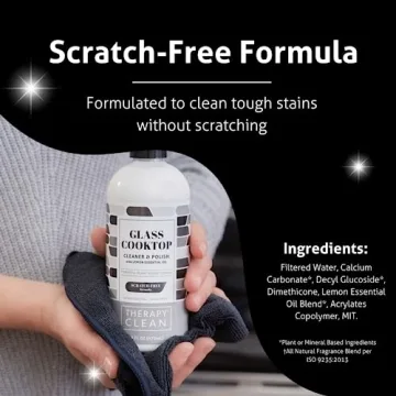 Therapy Glass Cooktop Cleaner Bundle with Microfiber Cloth - Glass Stove Top Cleaner and Polish for Ceramic, Electric, Induction and Flat Top Surfaces