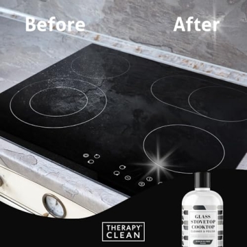 Therapy Glass Cooktop Cleaner Bundle with Microfiber Cloth - Glass Stove Top Cleaner and Polish for Ceramic, Electric, Induction and Flat Top Surfaces