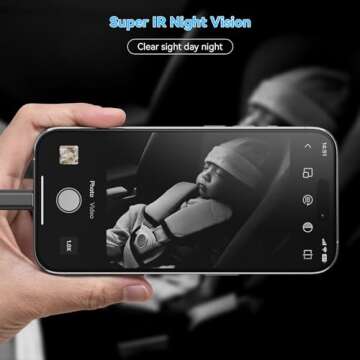 HNSEM Baby Car Camera for iPhone - 360°Rotating USB Plug and Play Easy Install 3 Mins 1080P Rear Facing Car Camera for Baby| Car Baby Monitor with Night Vision, Video Recording, 150°Wide View Angle