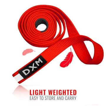 DXM SPORTS BJJ Jiu Jitsu Belt - Taekwondo Karate Belt - Martial Arts Uniform Ranking Judo Belt Double Stitched for Kids Adult (Red, 280cm)