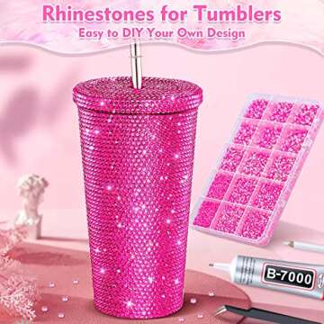 B7000 Adhesive Glue with 14000Pcs Hot Pink Rhinestones for Crafts, Rose AB Color Jelly Rhinestones Flatback Resin Bling Gems with Tweezer for Shoes, Tumblers, Clothes Decoration