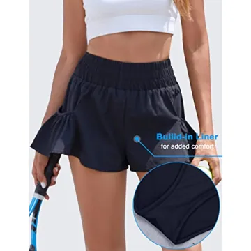 BMJL Womens High Waisted Athletic Running Shorts Quick Dry