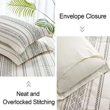 PHF 100% Cotton Jacquard Duvet Cover King Size, 3 Pieces Soft Breathable Duvet Set for All Season, Pre-Washed Boho Textured Comforter Cover with 2 Pillow Shams, 106"x 92", Black and Ivory