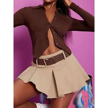 Floerns Women's A Line Flare Jean Denim Mini Skirt with Pocket