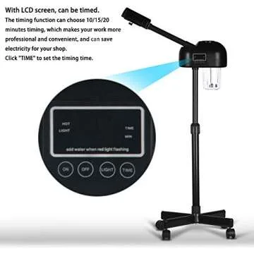 LCD Ozone Facial Steamer - Professional Skin Care with Timer and Adjustable Height