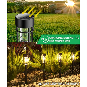 ILANCK Solar Pathway Lights 8 Pack Bright Outdoor Lighting