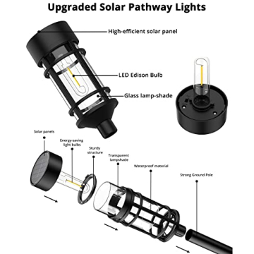 ILANCK Solar Pathway Lights 8 Pack Bright Outdoor Lighting