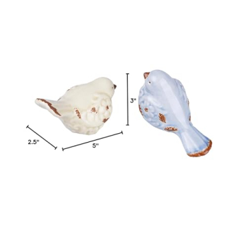 FICITI Distressed Ceramic Bird fgurines in Crackle Finish for Home and Outdoor Decor - Assorted Set of 2