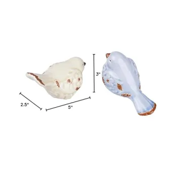 FICITI Distressed Ceramic Bird fgurines in Crackle Finish for Home and Outdoor Decor - Assorted Set of 2