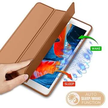 iMieet iPad 9th Generation Case 2021/iPad 8th Generation Case 2020 10.2 Inch with Pencil Holder, iPad 7th Gen 2019 Case with Soft Baby Skin Silicone Back, Auto Wake/Sleep Cover (Brown)