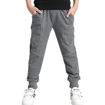 Comfortable Kids Cotton Fleece Jogger Pants for Boys Ages 13-14