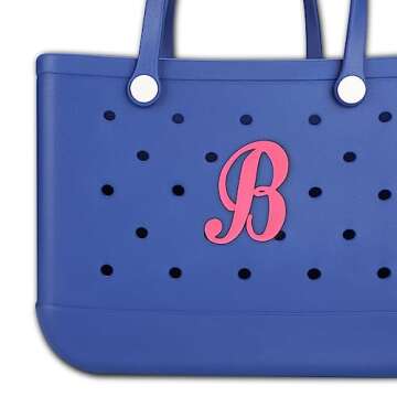 TOYORK Letter Charms for Bogg Bag Decorative Alphabet Bogg Bag Accessories Lettering Insert Charms Compatible with Bogg Bag,Charms for Rubber Beach Tote Bag Pink B