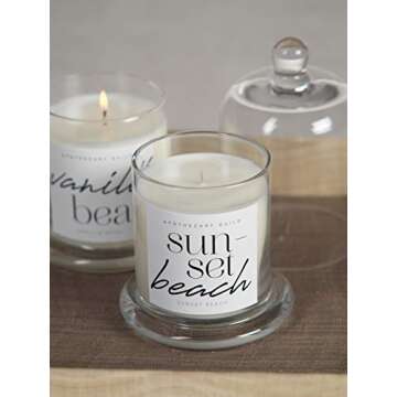 Apothecary Guild Scented Candle Jar w/ Glass Dome Sunset Beach