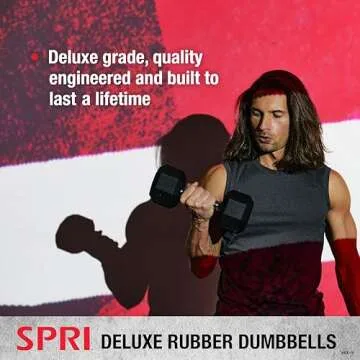 SPRI Dumbbells Hand Weights Set of 2-12 lb Rubber Hex Chrome Handle Exercise & Fitness Dumbbell for Home Gym Equipment Workouts Strength Training Free Weights for Women, Men