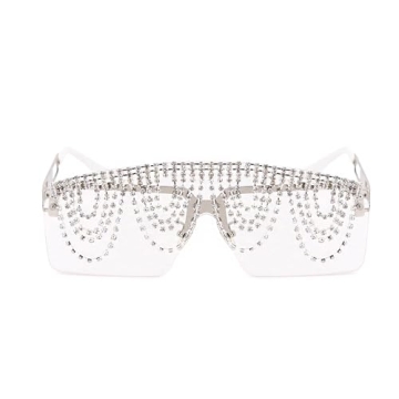 Trendy Rhinestone Tassel Oversized Sunglasses for All
