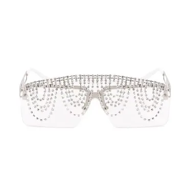 Trendy Rhinestone Tassel Oversized Sunglasses for All