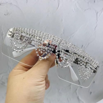 Trendy Rhinestone Tassel Oversized Sunglasses for All
