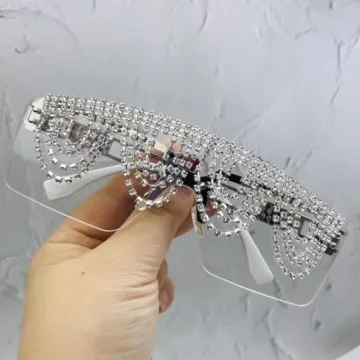 Trendy Rhinestone Tassel Oversized Sunglasses for All