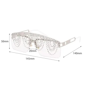 Trendy Rhinestone Tassel Oversized Sunglasses for All