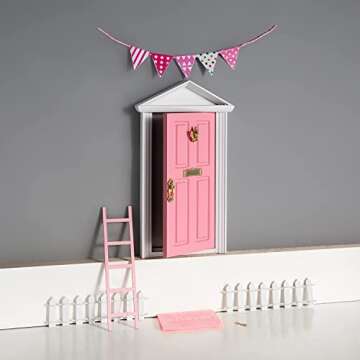 Sweet Wooden Tooth Fairy Door, Collection Experience Gift for Lost Teeth (Pink)
