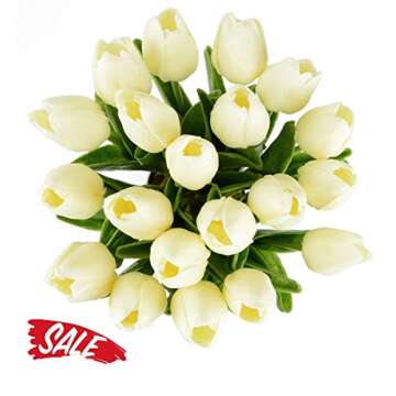 HoveBeaty Artificial Tulips Bridal Wedding Festival Decor Bouquet Real Touch PU Flower Bouquet Pack ...