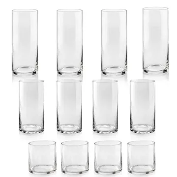 Set of 12 Multi-use Glass Cylinder Vases for Weddings