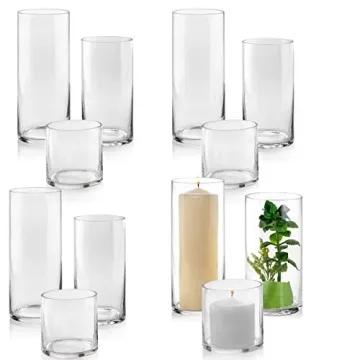 Set of 12 Multi-use Glass Cylinder Vases for Weddings