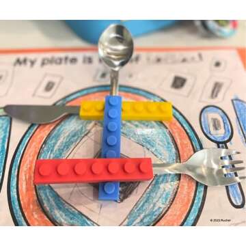 Toddler Utensils: Stackable Spoon, Fork & Knife. Fun Silverware for Kids. Stainless Steel Tableware for Children - Birthdays, Christmas, Building Blocks Party Sets.